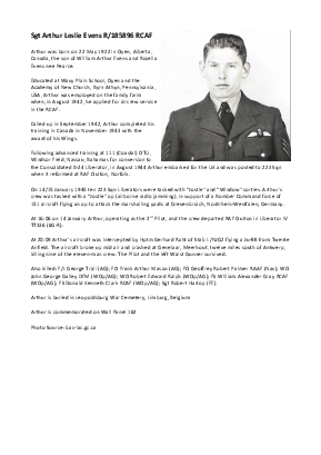 A preview of a PDF biography for Evens, Arthur Leslie